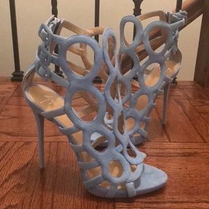 Giuseppe Zanetti Circle Suede Cutout Heeled Sandal
